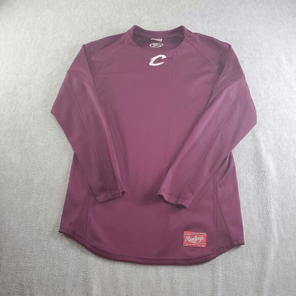 Cleveland Cavaliers Shirt Mens Small Maroon Rawlings Long Sleeve Active Warm-up - Picture 1 of 9